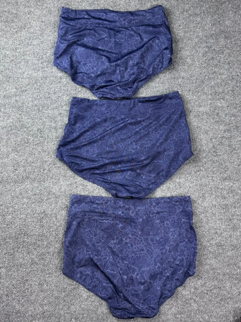 3 Pack Warners Brief Panties Size M 6 RS4381W Navy Floral Stretch Underwear